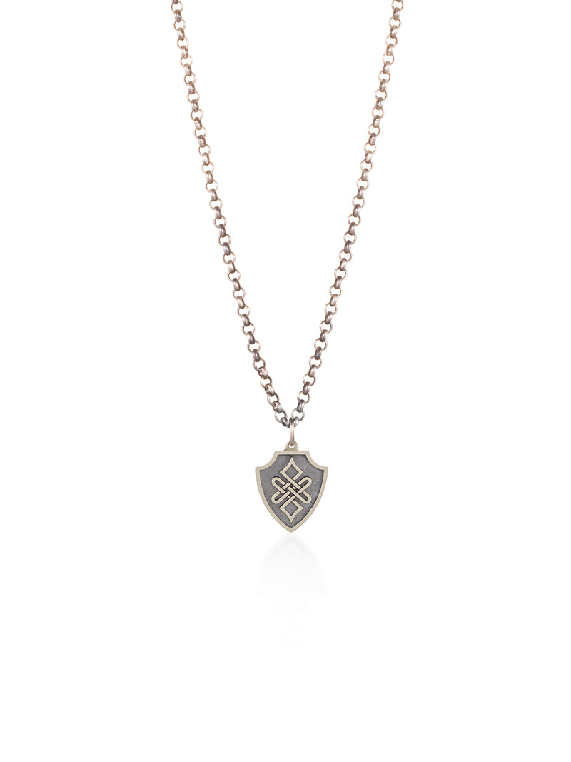 Endless Knot Shield Silver Necklace
