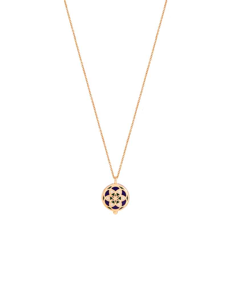 Small Double Sided Seed of Life Gold Necklace