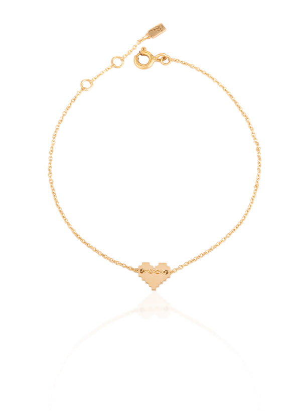 Pixel Heart Gold Bracelet