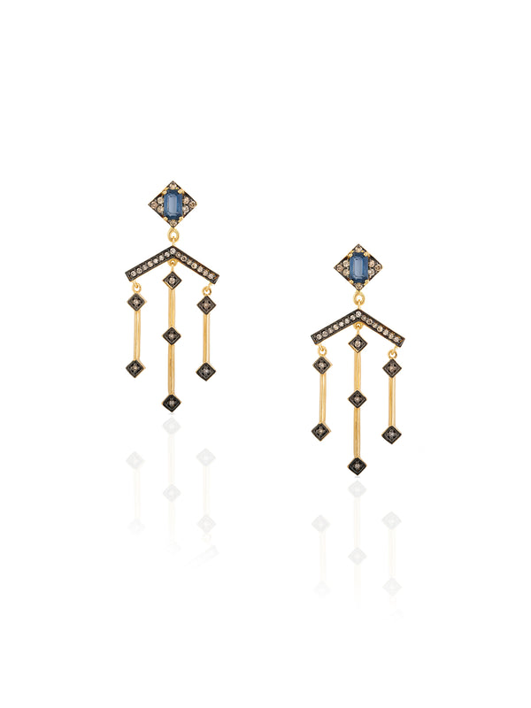 Gold Diamond Sapphire Tiara Earring