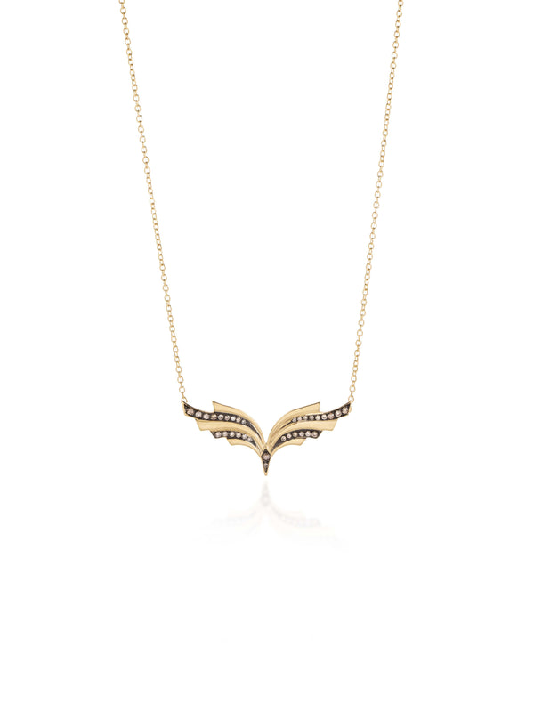 Large Angel Wing Diamond Necklace