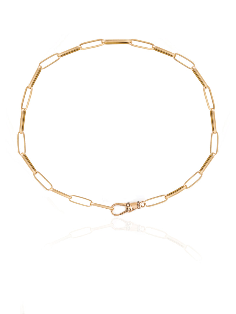 Link Chain Diamond Lock Gold Bracelet