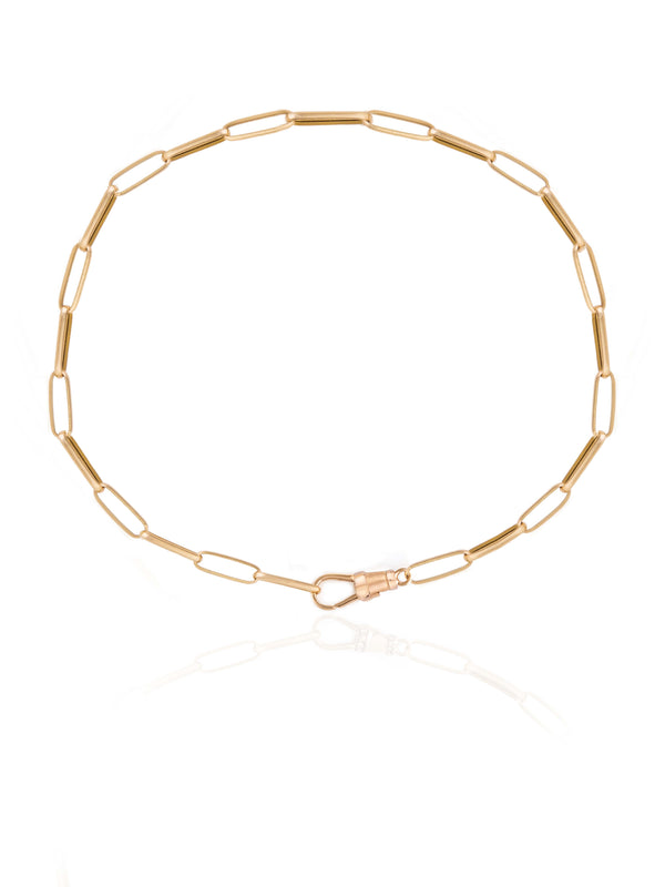 Link Chain Plain Lock Gold Bracelet