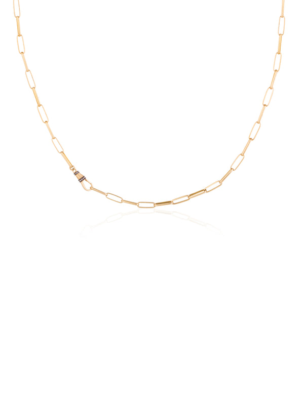 Short Link Chain Gold Necklace with Diamond Lock