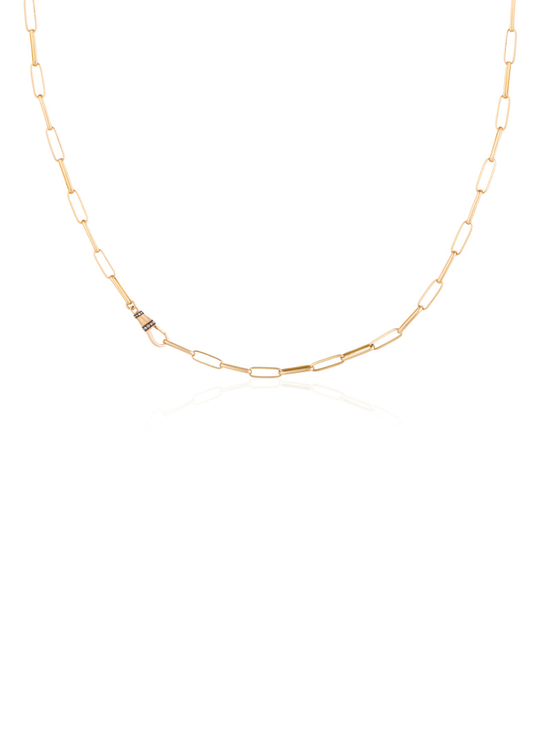 Short Link Chain Gold Necklace with Diamond Lock