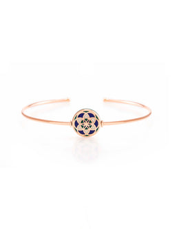 Seed of Life Blue Reversible Gold Bangle