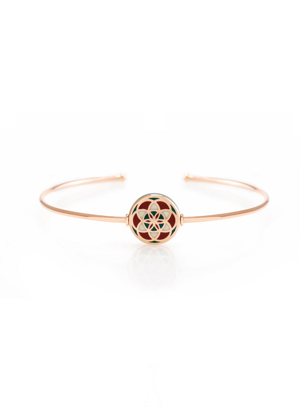 Seed of Life Red Reversible Gold Bangle