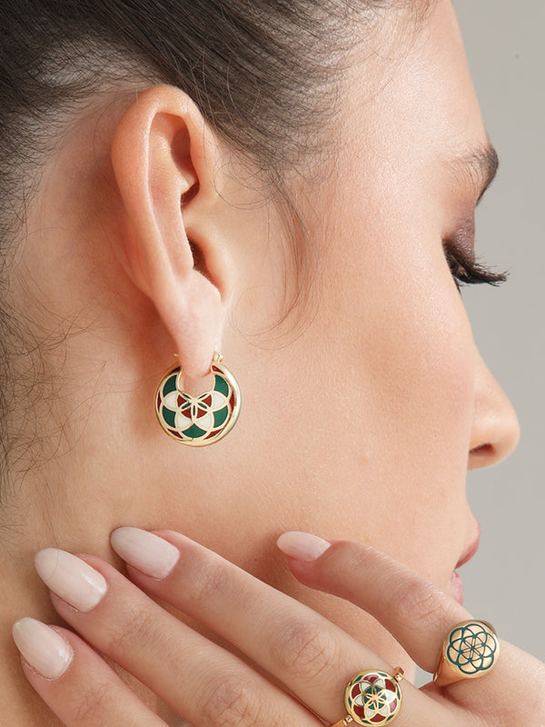 Seed of Life Gold Earring Hoop