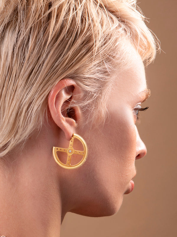 Extra Large Hoop Earring - Gold Diamond