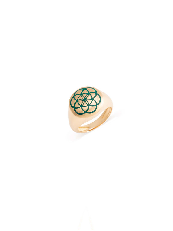 Seed of Life Signet Gold Ring