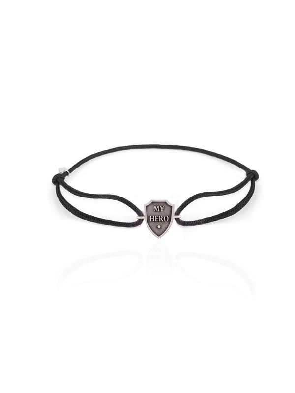 My Hero Shield Rope Bracelet Silver