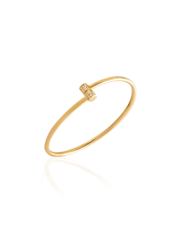 Pipe Diamond Gold Bangle