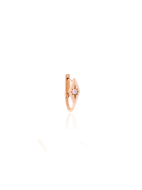 Large Sol Diamond Single Gold Earring