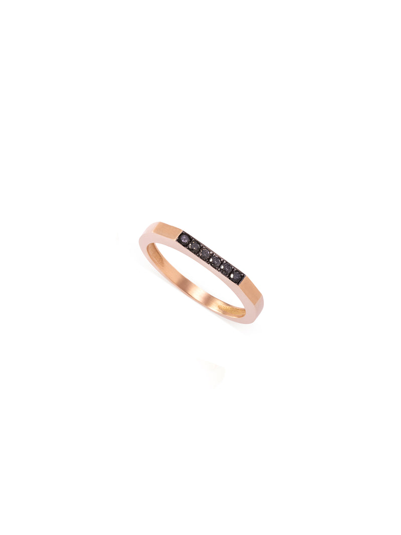 Thin Hex Colored Diamond Gold Ring