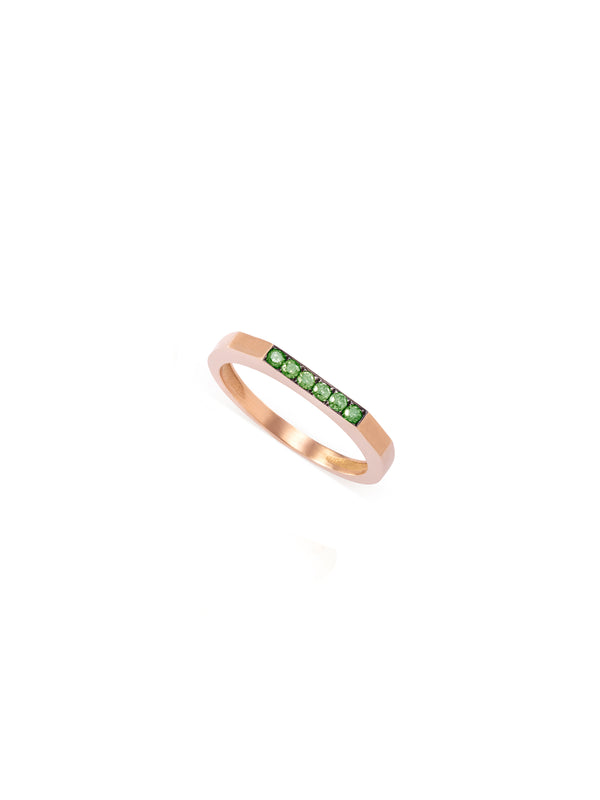 Thin Hex Colored Emerald Gold Ring