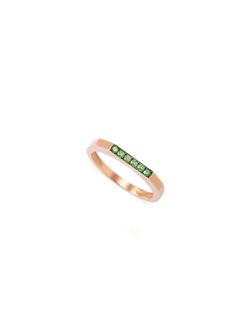 Thin Hex Colored Emerald Gold Ring