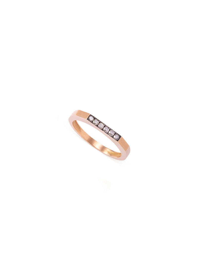 Thin Hex Colored Diamond Gold Ring