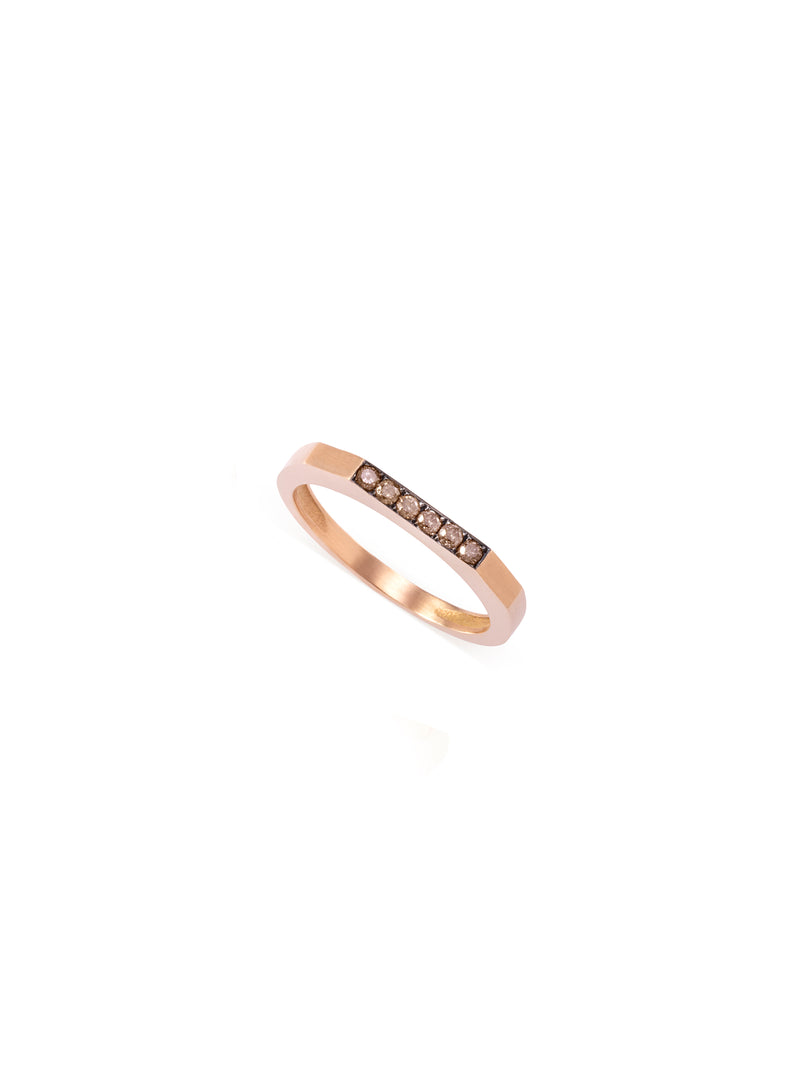 Thin Hex Colored Diamond Gold Ring