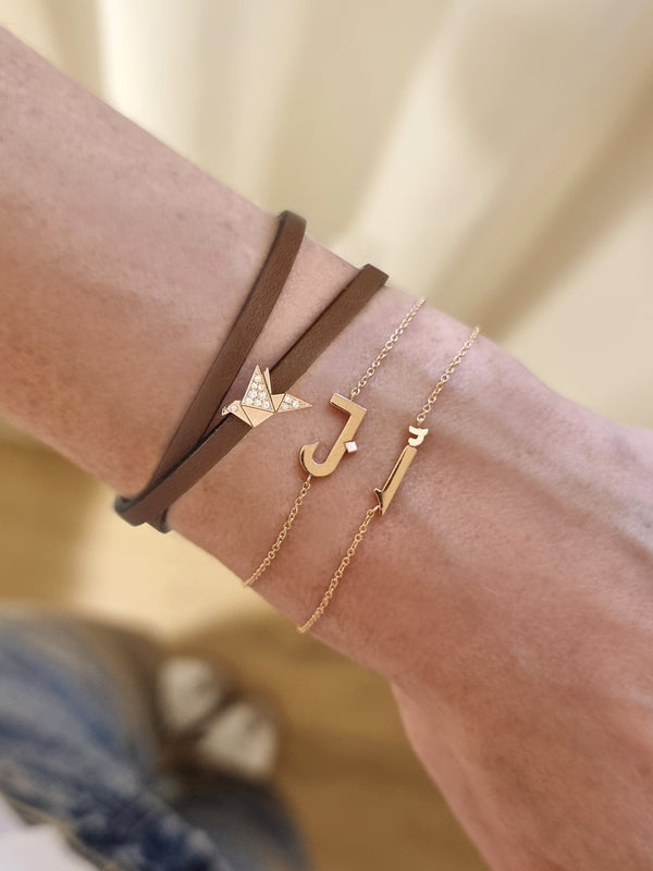 Gold Arabic A Initial Bracelet