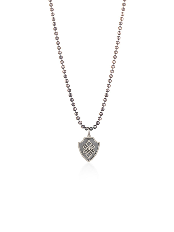 Endless Knot Shield Silver Necklace