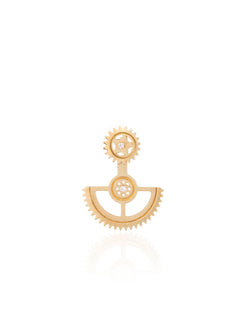 Gold Gear Jacket Single Earring