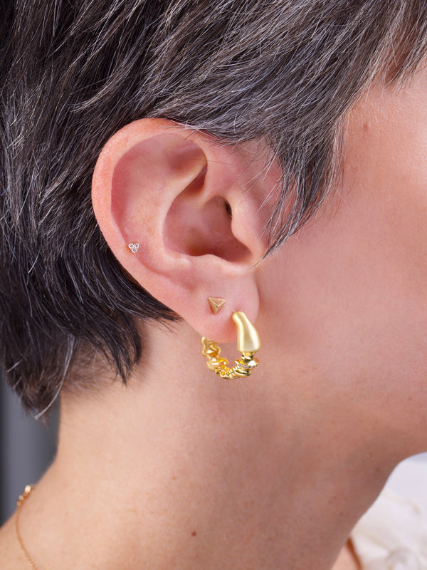 Soundwave Large Hoop Single Gold Earring