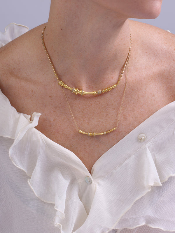 Soundwave Diamond Gold Small Necklace