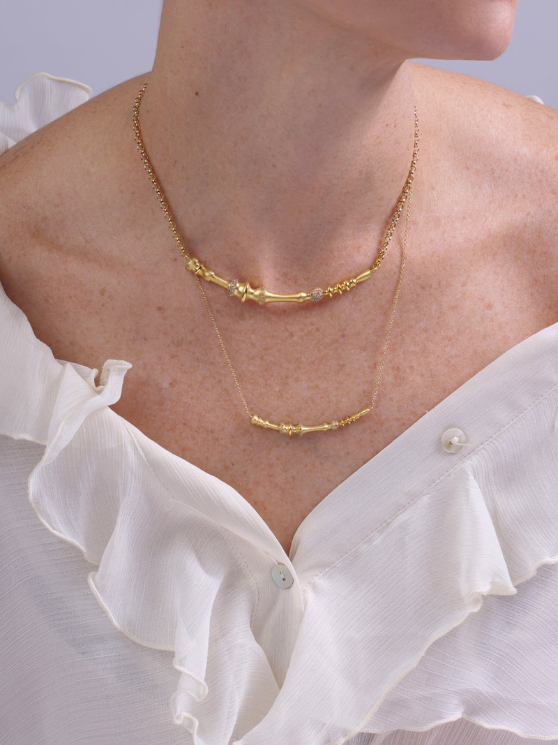 Soundwave Diamond Gold Small Necklace