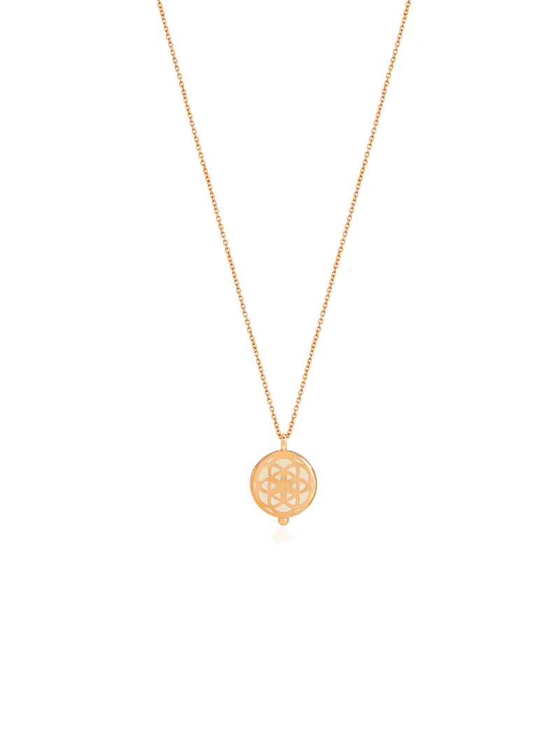 Small Double Sided Seed of Life Gold Necklace