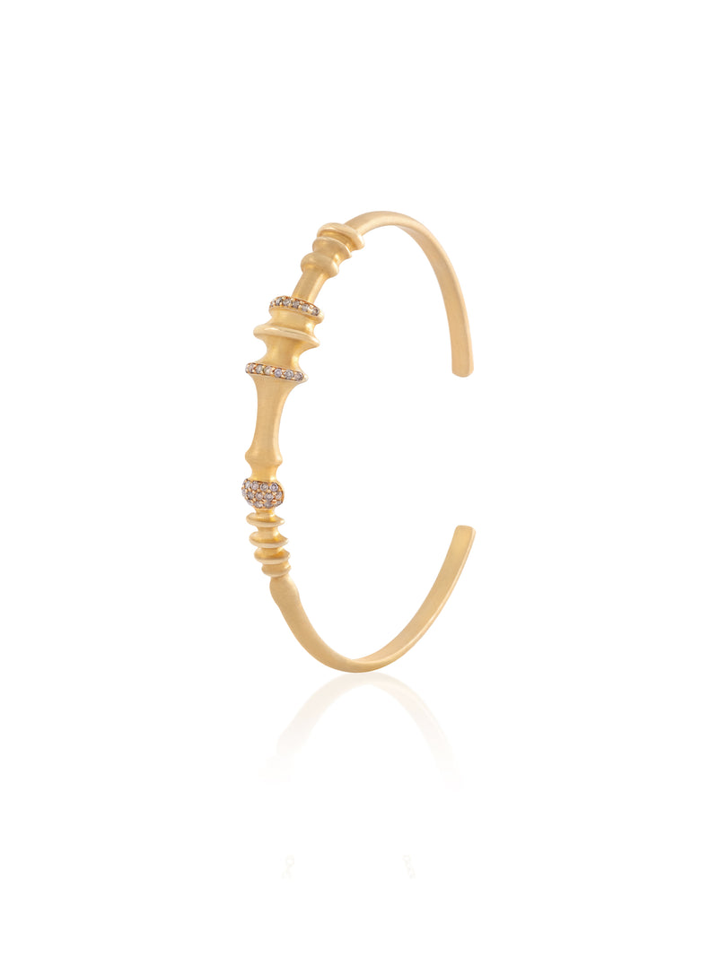 Soundwave Diamond Gold Bangle