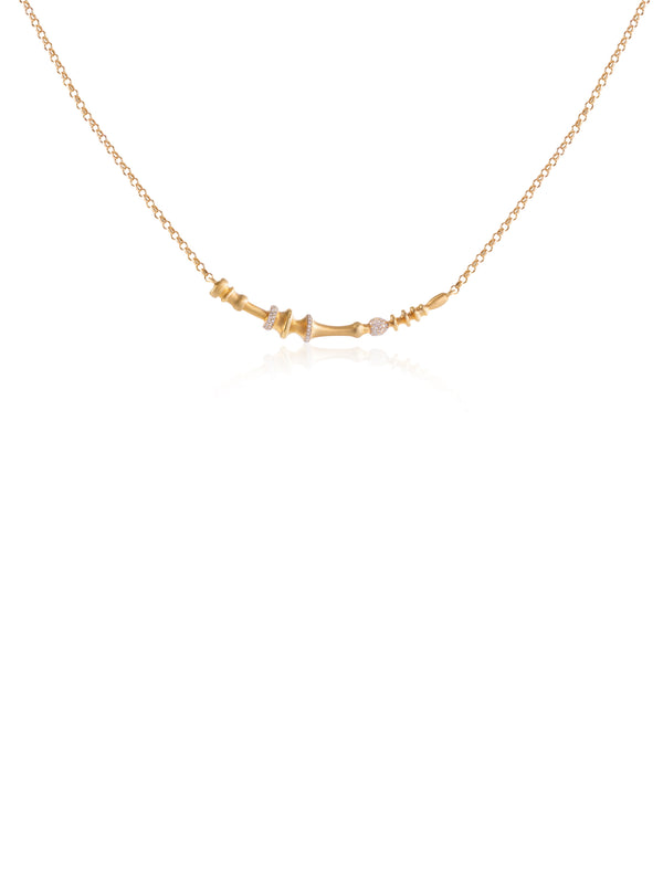 Soundwave Diamond Gold Large Necklace