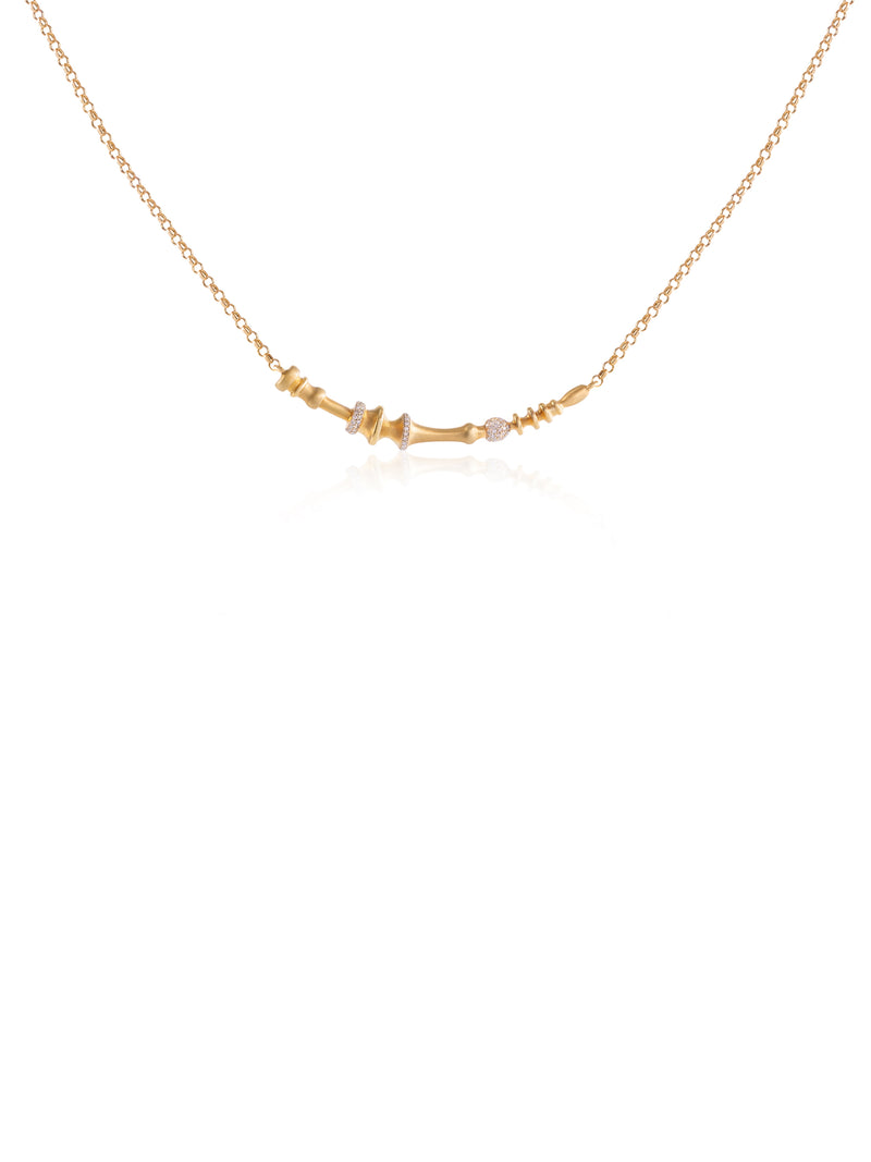 Soundwave Diamond Gold Large Necklace