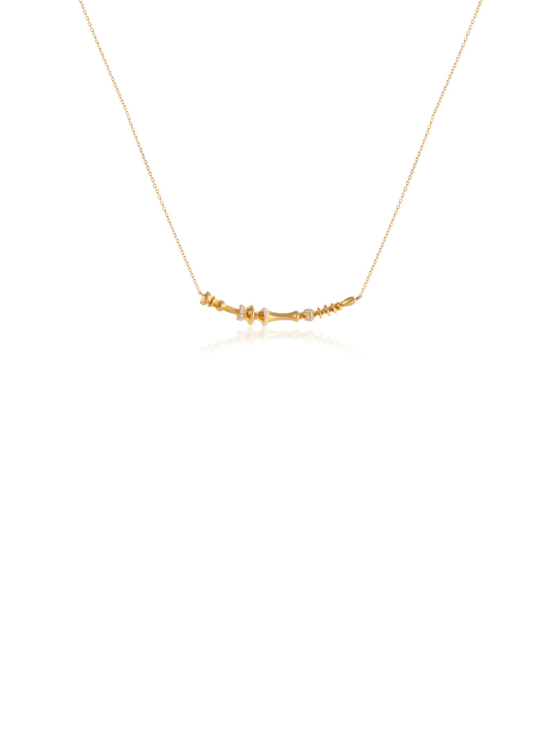 Soundwave Diamond Gold Small Necklace