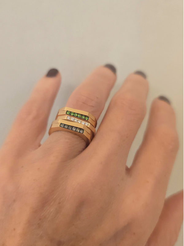 Thin Hex Colored Emerald Gold Ring