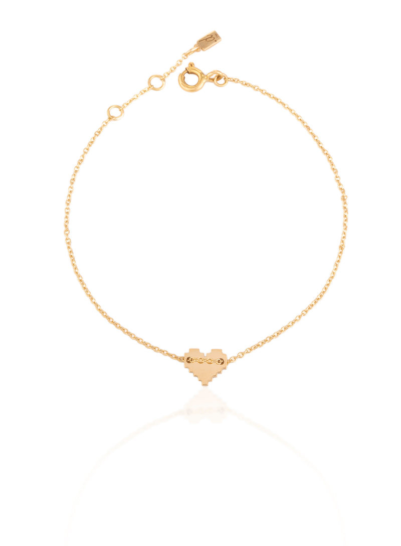 Gold Pixel Heart Bracelet