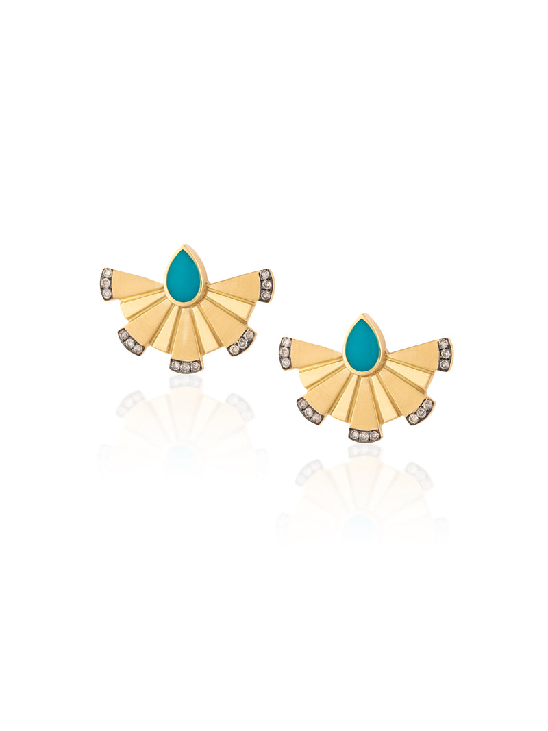 Arc Diamonds Drop of Rays Gold Earring