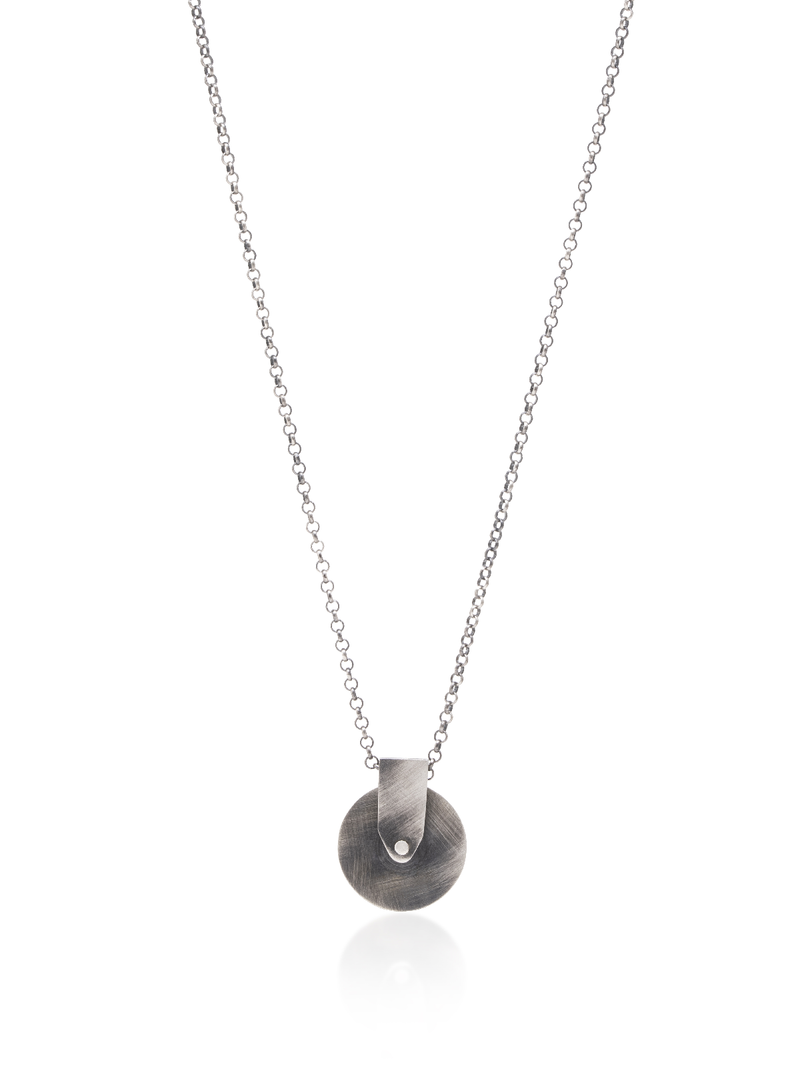 Disc Wheel Necklace Silver