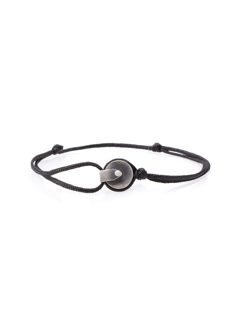 Disc Wheel Rope Bracelet Silver