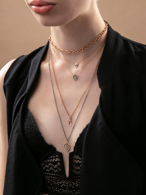Endless Knot Shield Gold Necklace