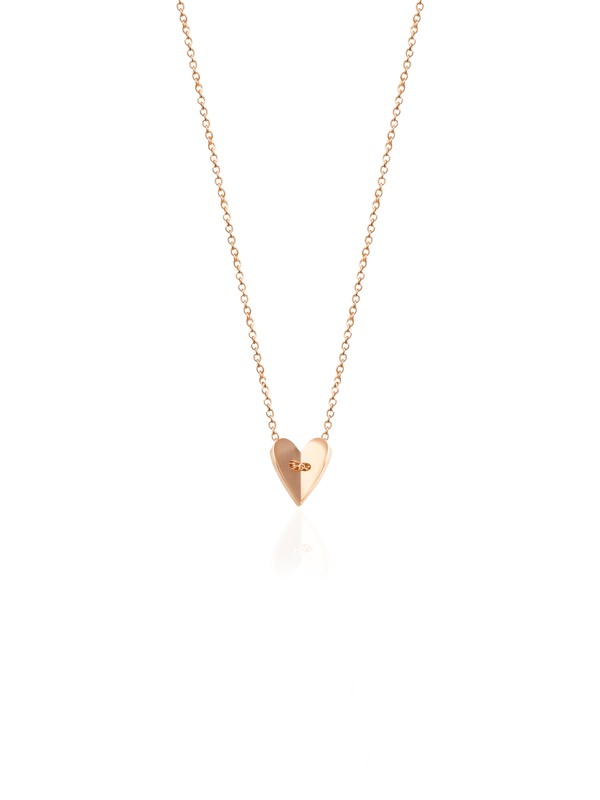 Folding Heart Plain Gold Necklace