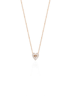 Small Folding Heart White Diamond Gold Necklace