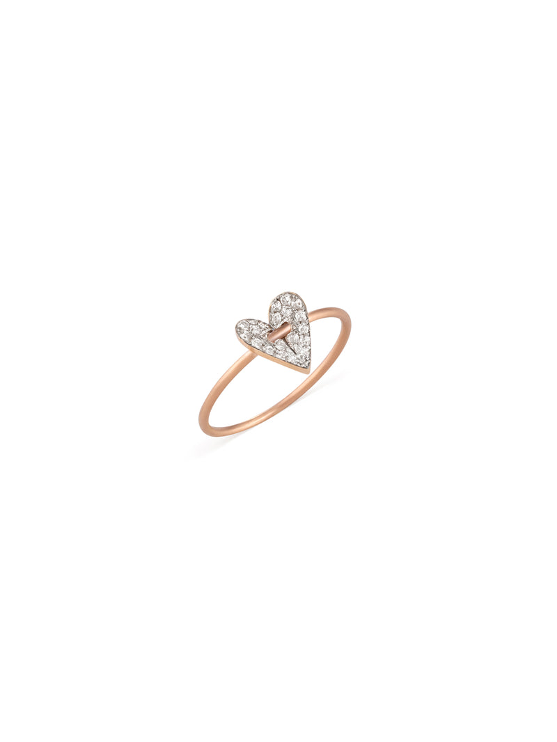 Folding Heart White Diamond Ring
