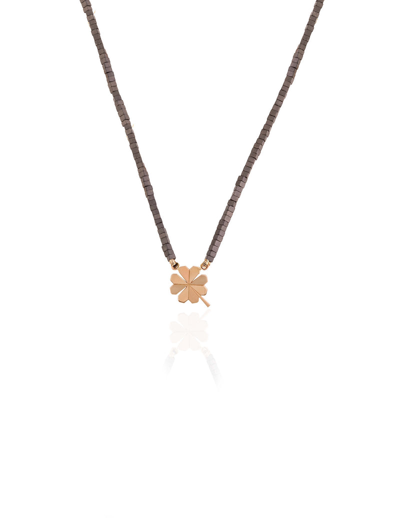Gold Clover Hematite Choker
