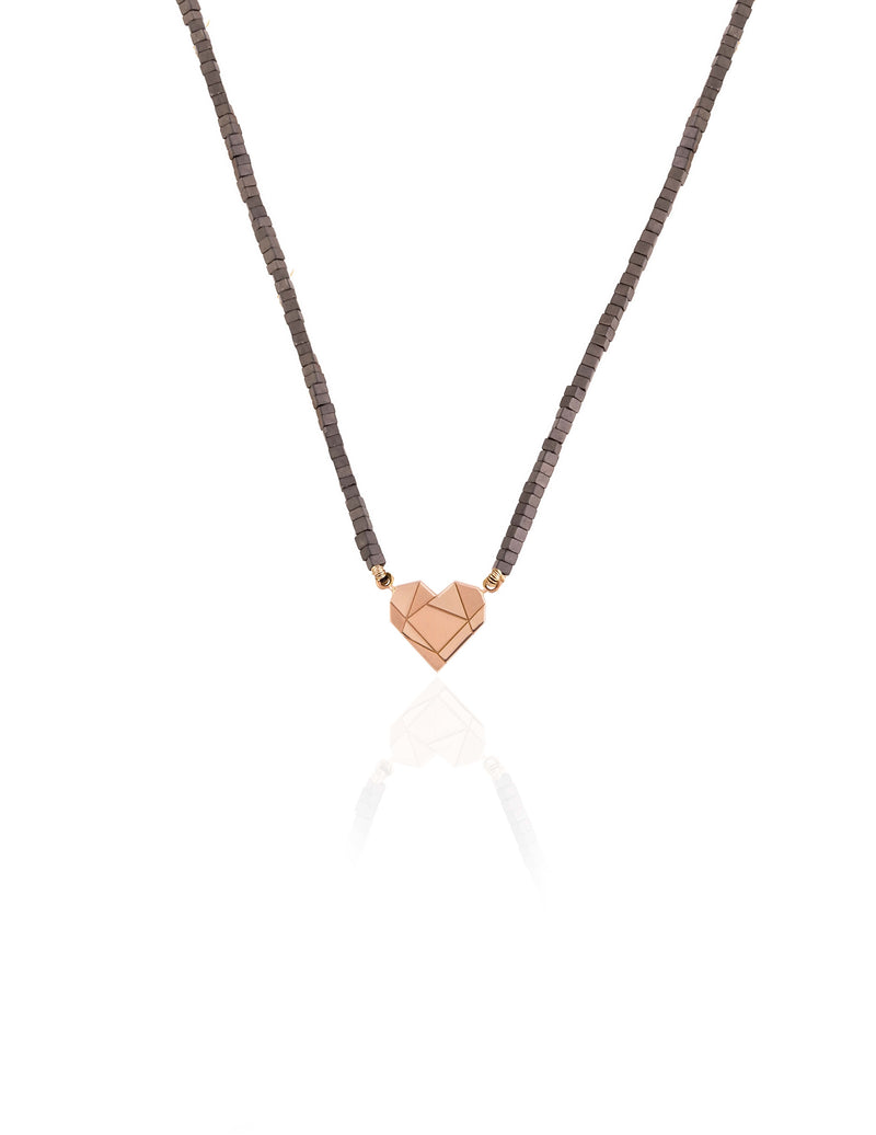 Heart Hematite Gold Choker