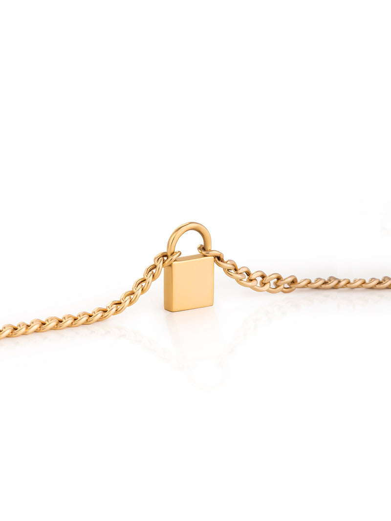 Curb Chain Lock Gold Necklace