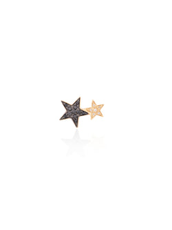 Attached Medium & Small Gold Diamond Stars Earring