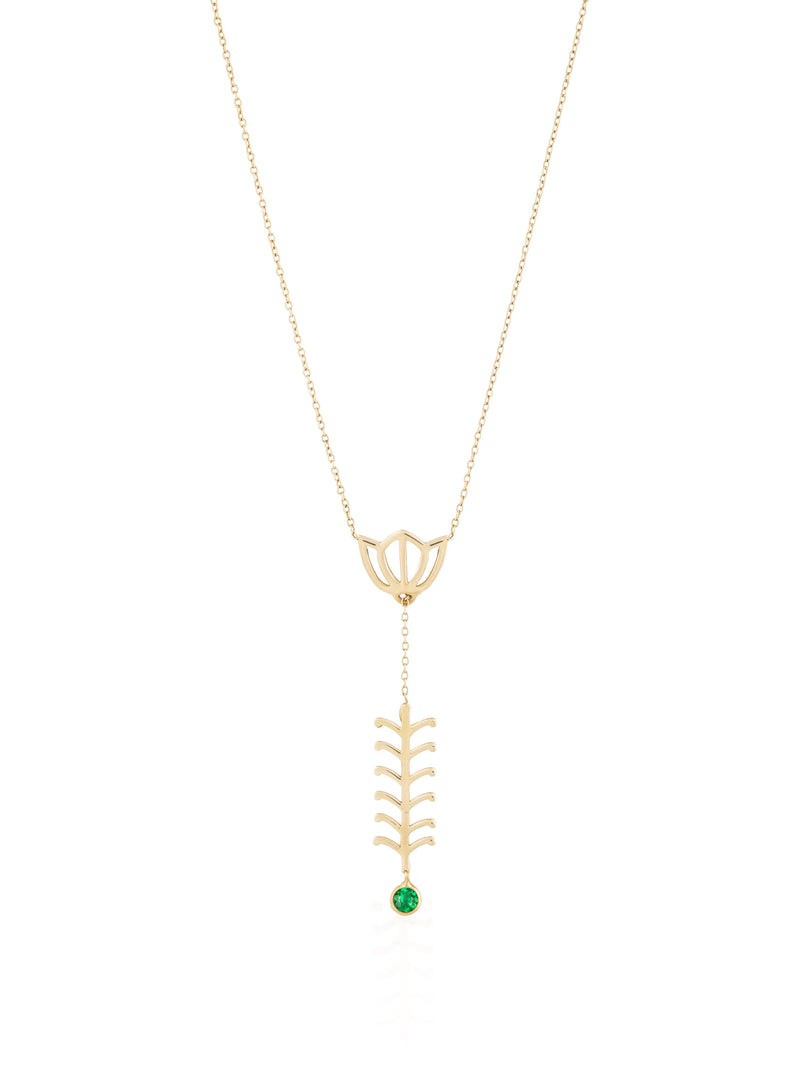 Gold Adjustable Emerald Shaffe Necklace