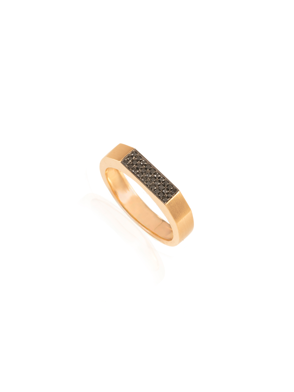 Gold Black Diamond Hex Ring