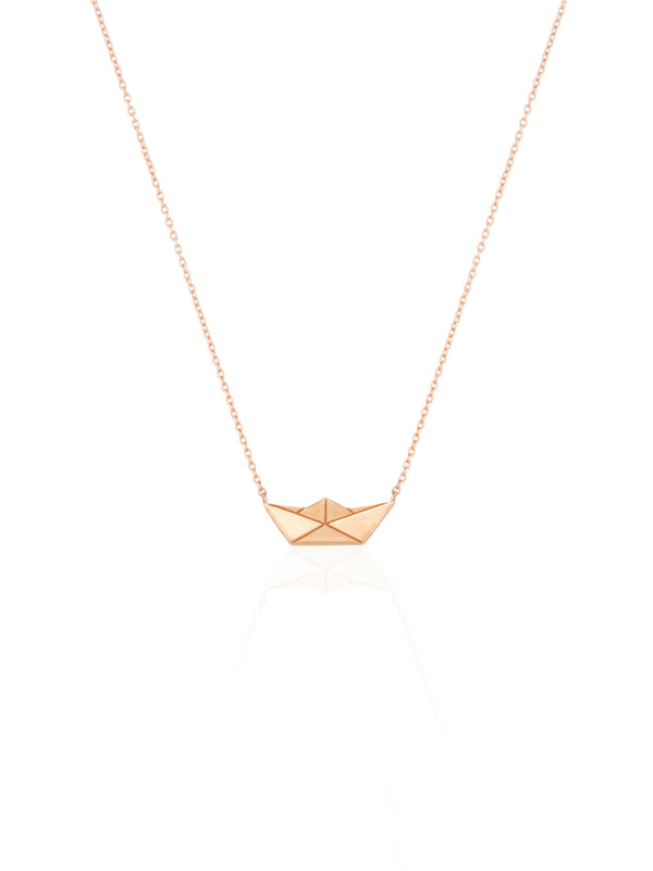 Gold Paper Boat Necklace