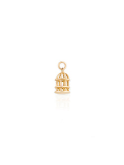 Three Dimensional Bird Cage Charm - Gold